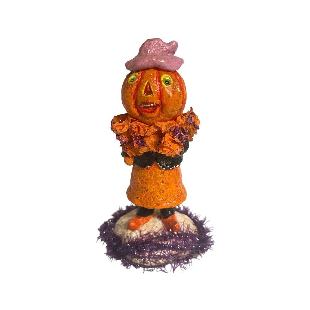 Bethany Lowe for RAZ Halloween Paper Mache‎ Pumpkin Head Man Primitive FLAWED